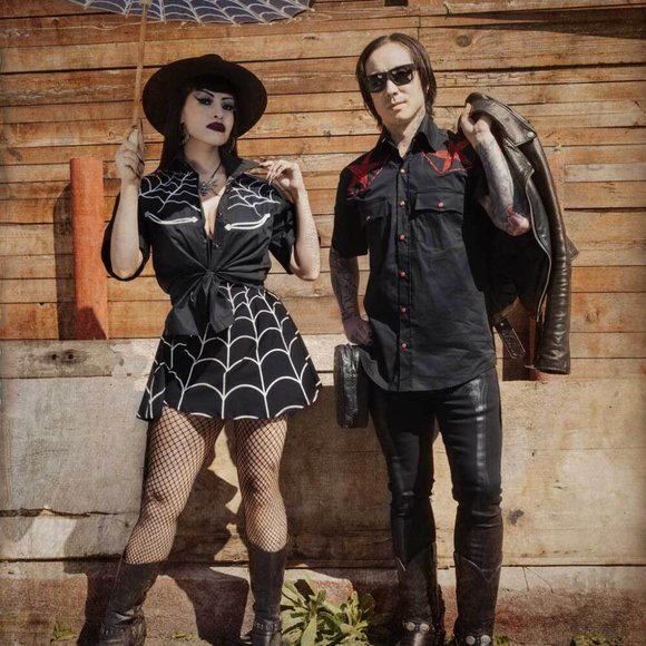 Spiderweb Black Western Button Up Men's Shirt S-M-L-XL-2XL-3XL-4XL NWT - Picture 3 of 5